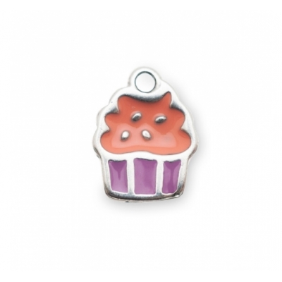 Colgante cupcake esmaltado de zamak de 14mm