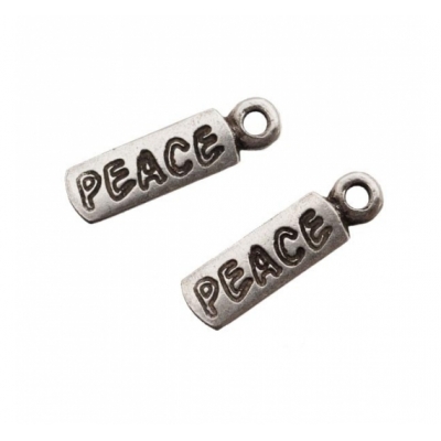 Colgante placa rectangular con palabra peace grabada de 20mm