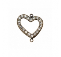 Corazón de metal con strass de cristal con una anilla a cada extremo. Color oro