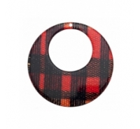 Colgante de resina italiana con tejido de cuadro escocés rojo y negro.