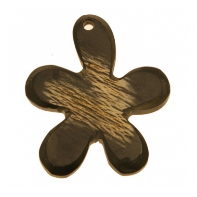 Flor de resina negra centro crudo 46x53mm colgar Flor de resina negra centro crudo 46x53mm colgar