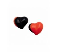 Corazón de resina de dos tonos combinados naranja y negro.
