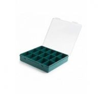 Caja de plástico con compartimentos de 21x20cm verde