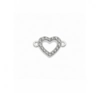 Corazón con circonitas de 11mm con anilla a cada extremo de plata de ley 925
