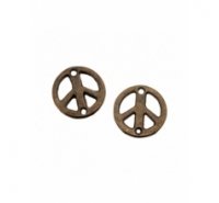 Signo de la paz con una anilla a cada extremo de metal color oro viejo.