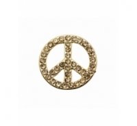 Entre pieza símbolo de la paz con strass cristal topaz color dorado mate