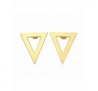 Pendientes en forma de triágulo de color dorado mate con cierres a juego