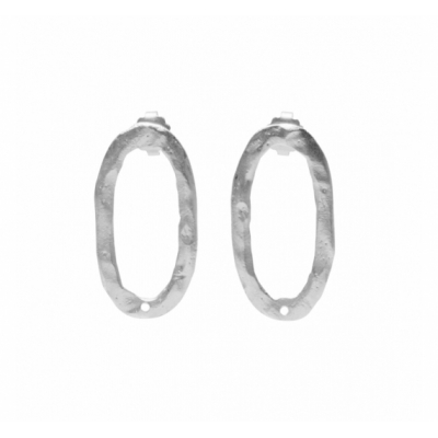 Pendientes aro oval barroco de 33mm con agujero inferior