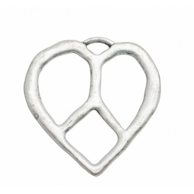 Colgante corazón barroco con símbolo paz de 48mm